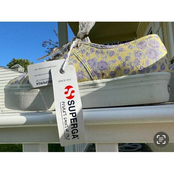 LoveShackFancy Superga FanCot Bindings Purple Floral Platform Sneakers 10.5 - Picture 5 of 16